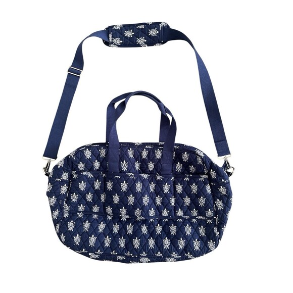 Vera Bradley Navy Blue And White Turtle Weekender Duffle Bag Travel Bag Carryon - Picture 1 of 6